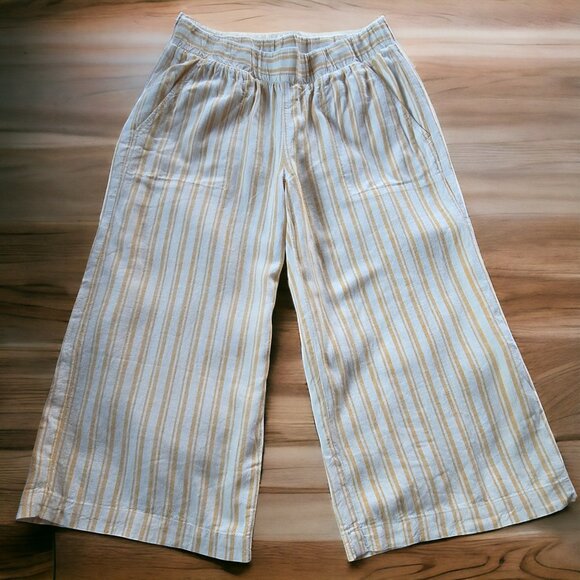 NWT CLOTH & STONE (SM) By Anthropologie Linen/Rayon Blend Cropped Wide L… - Picture 1 of 5